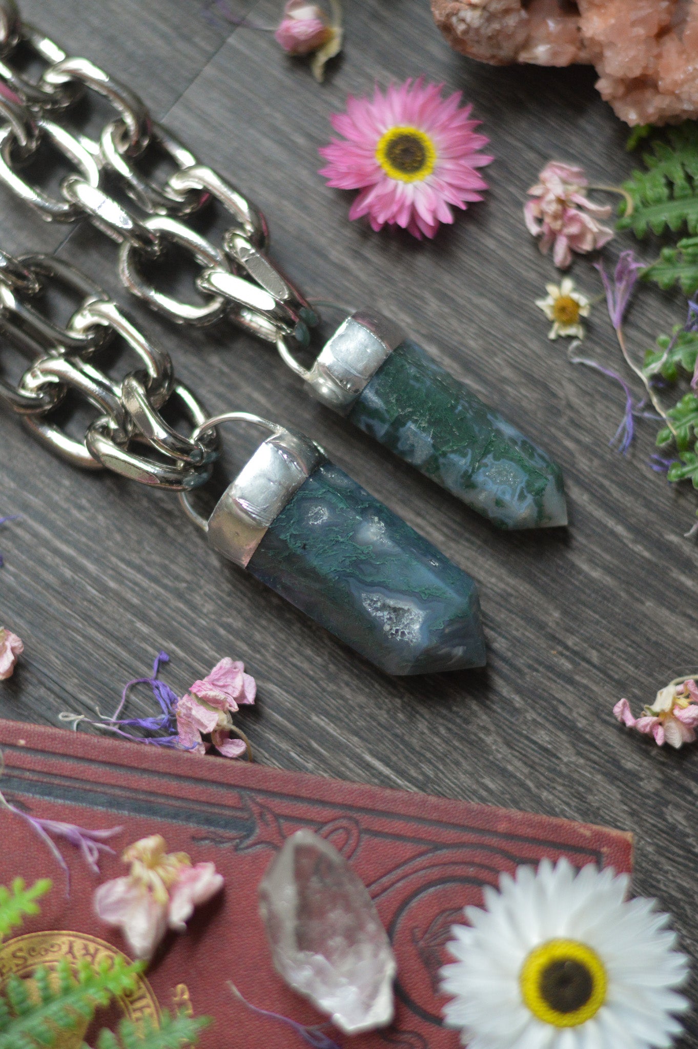 Moss Agate Chunky Chain Necklace