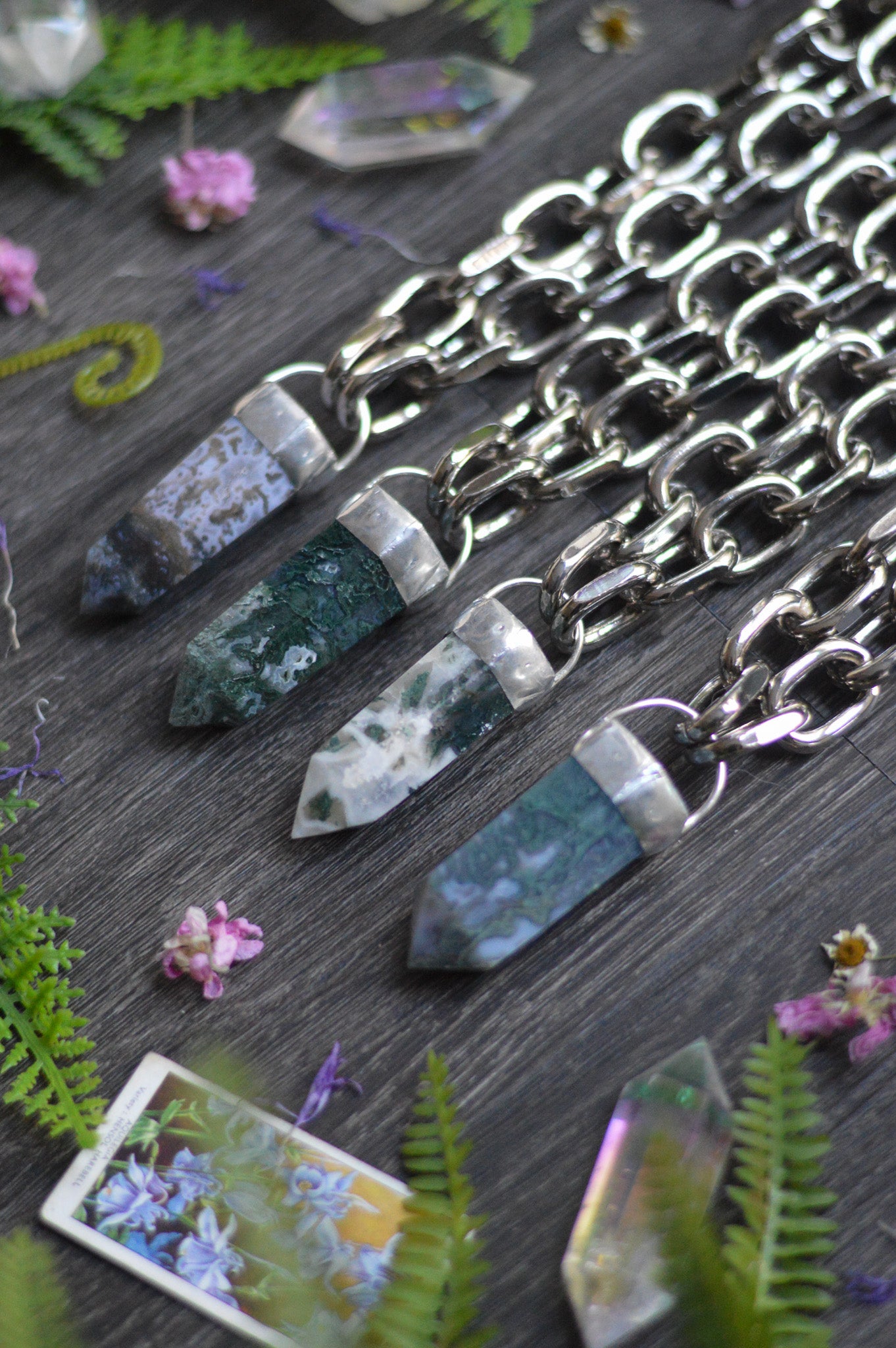 Moss Agate Chunky Chain Necklace
