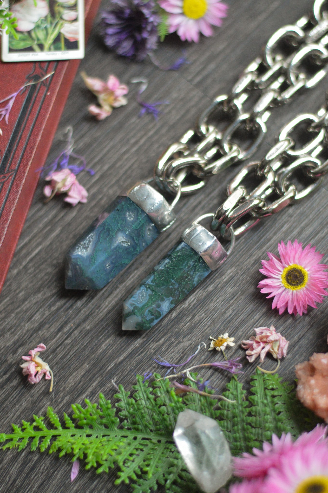 Moss Agate Chunky Chain Necklace