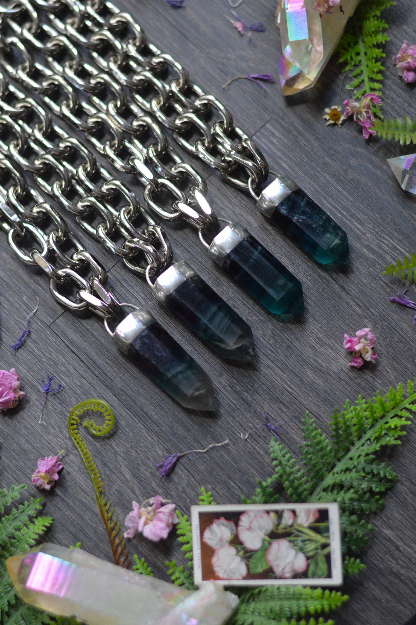 Rainbow Fluorite Chunky Chain Necklace