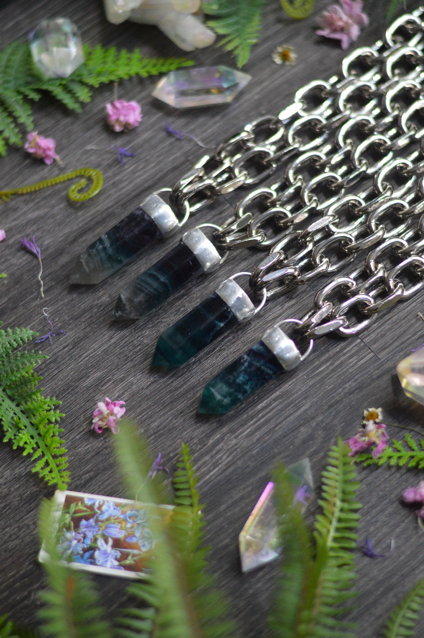 Rainbow Fluorite Chunky Chain Necklace