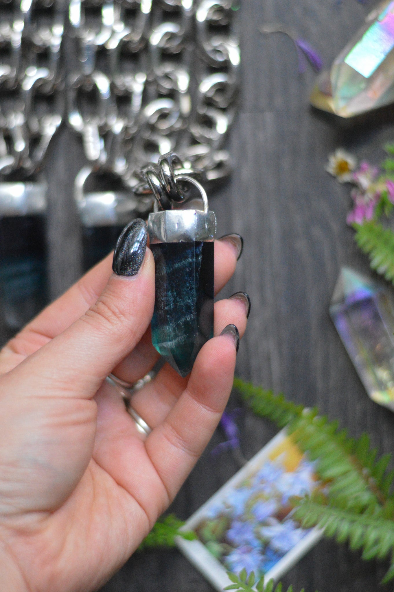Rainbow Fluorite Chunky Chain Necklace