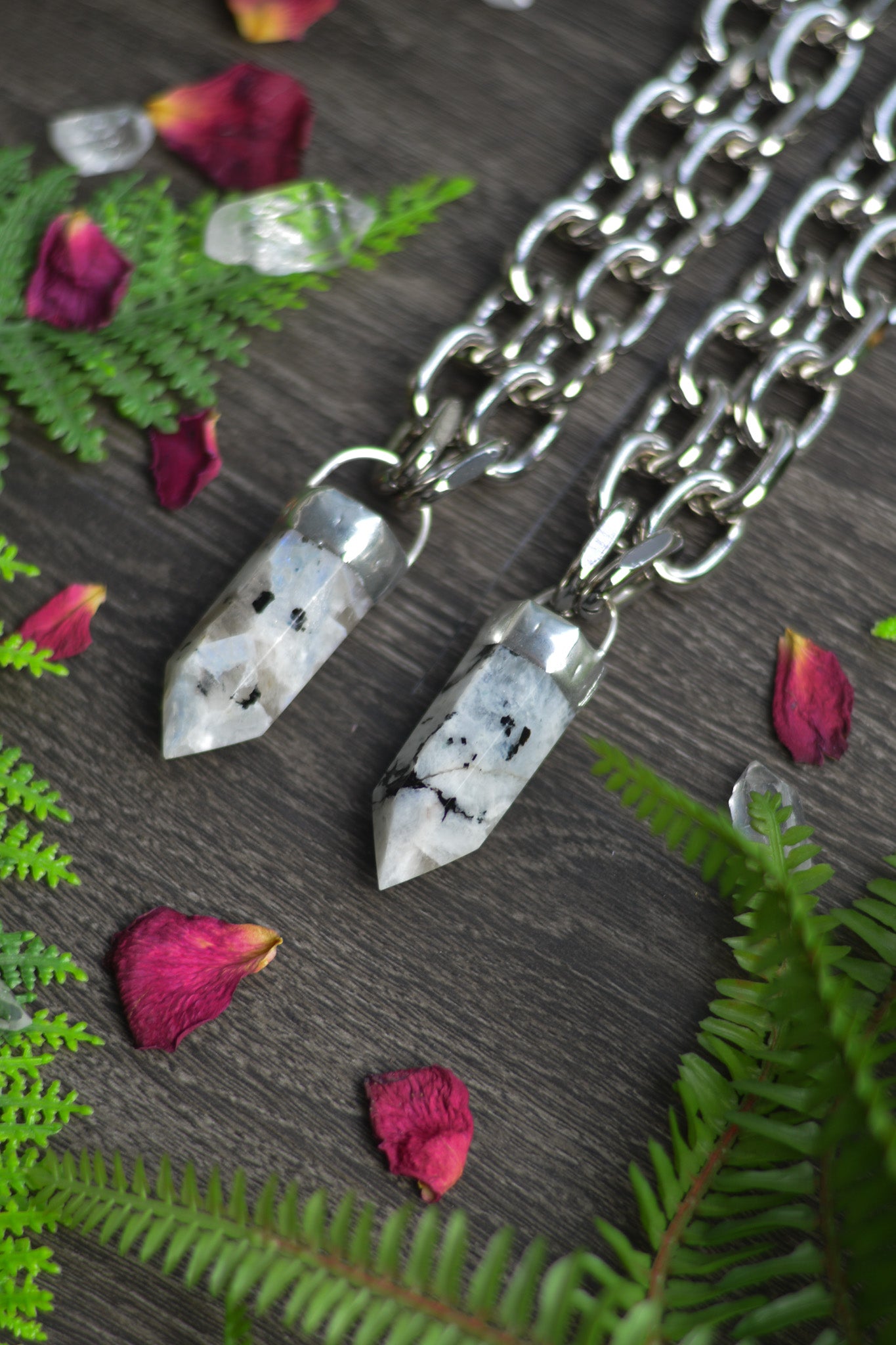 Rainbow Moonstone Chunky Chain Necklace