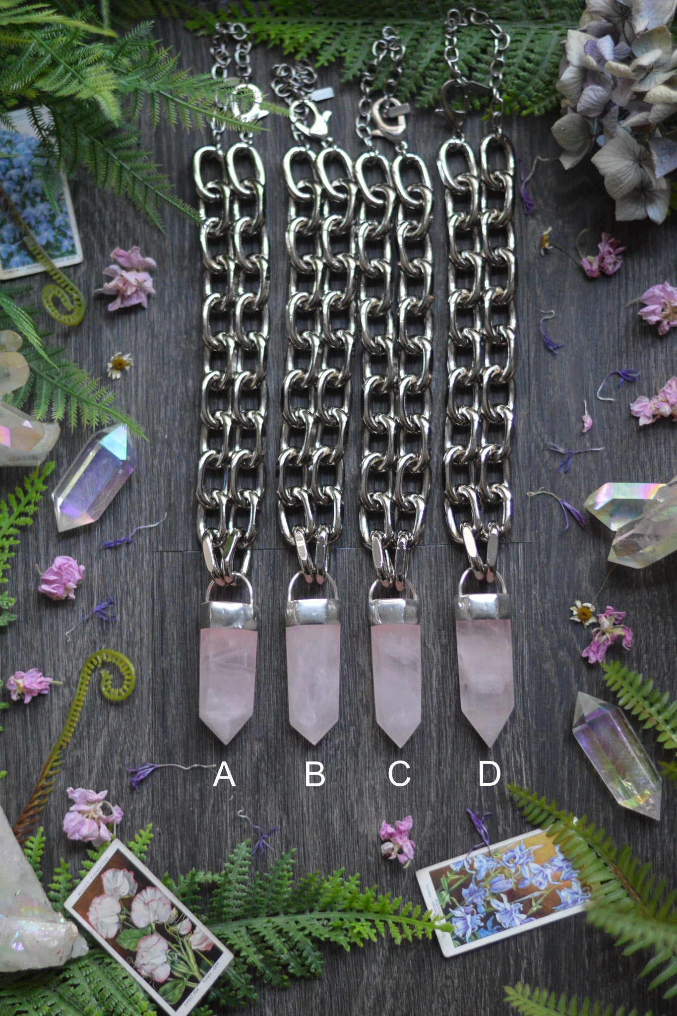 Rose Quartz Chunky Chain Necklace