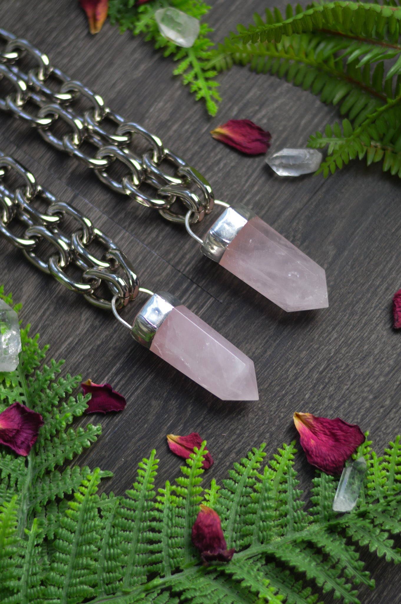 Rose Quartz Chunky Chain Necklace