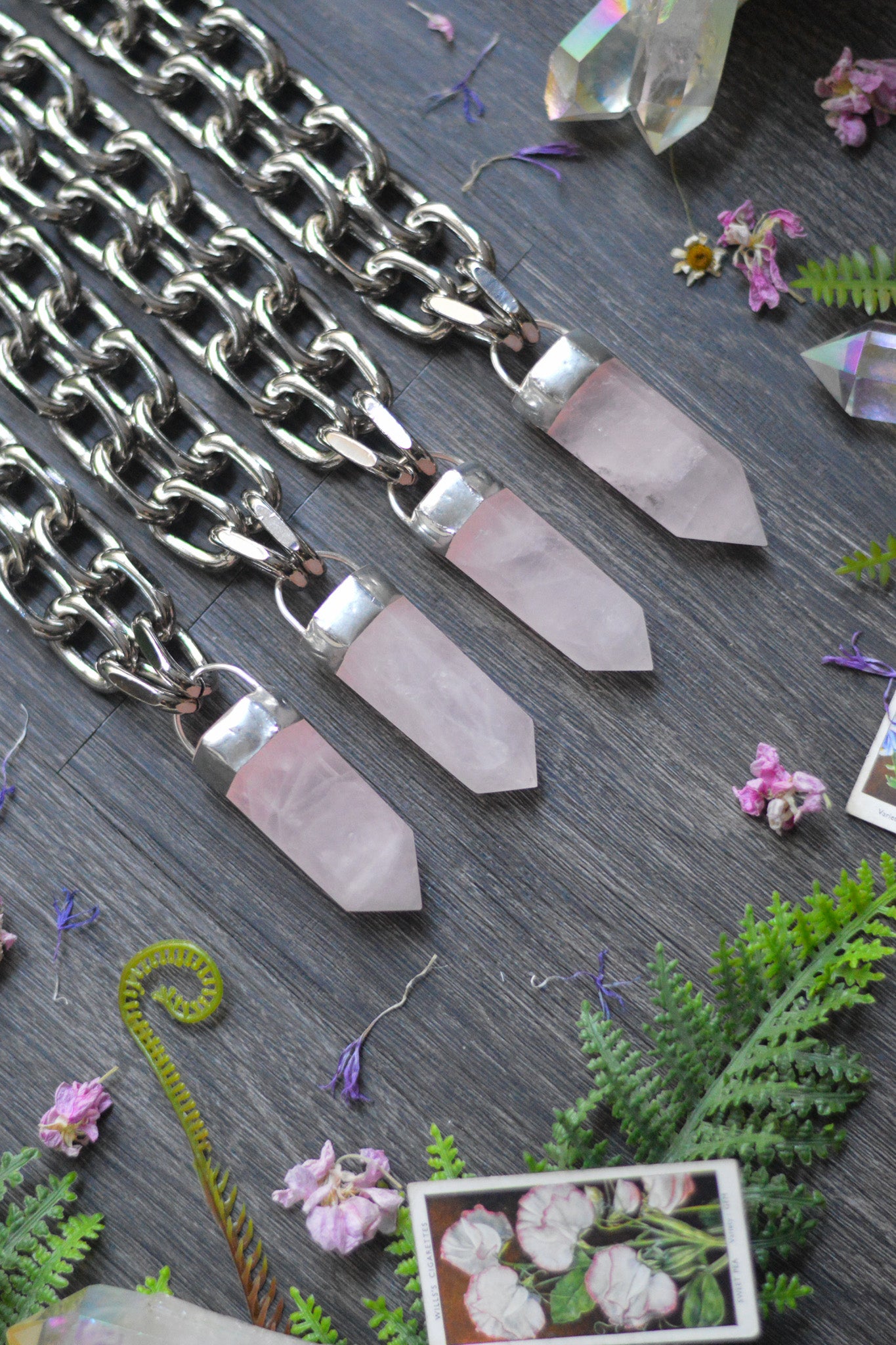 Rose Quartz Chunky Chain Necklace