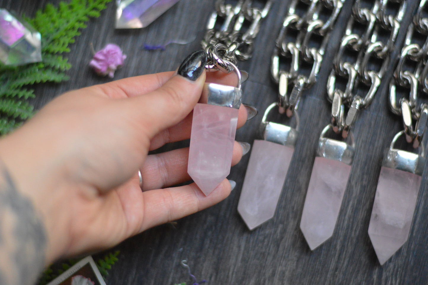 Rose Quartz Chunky Chain Necklace