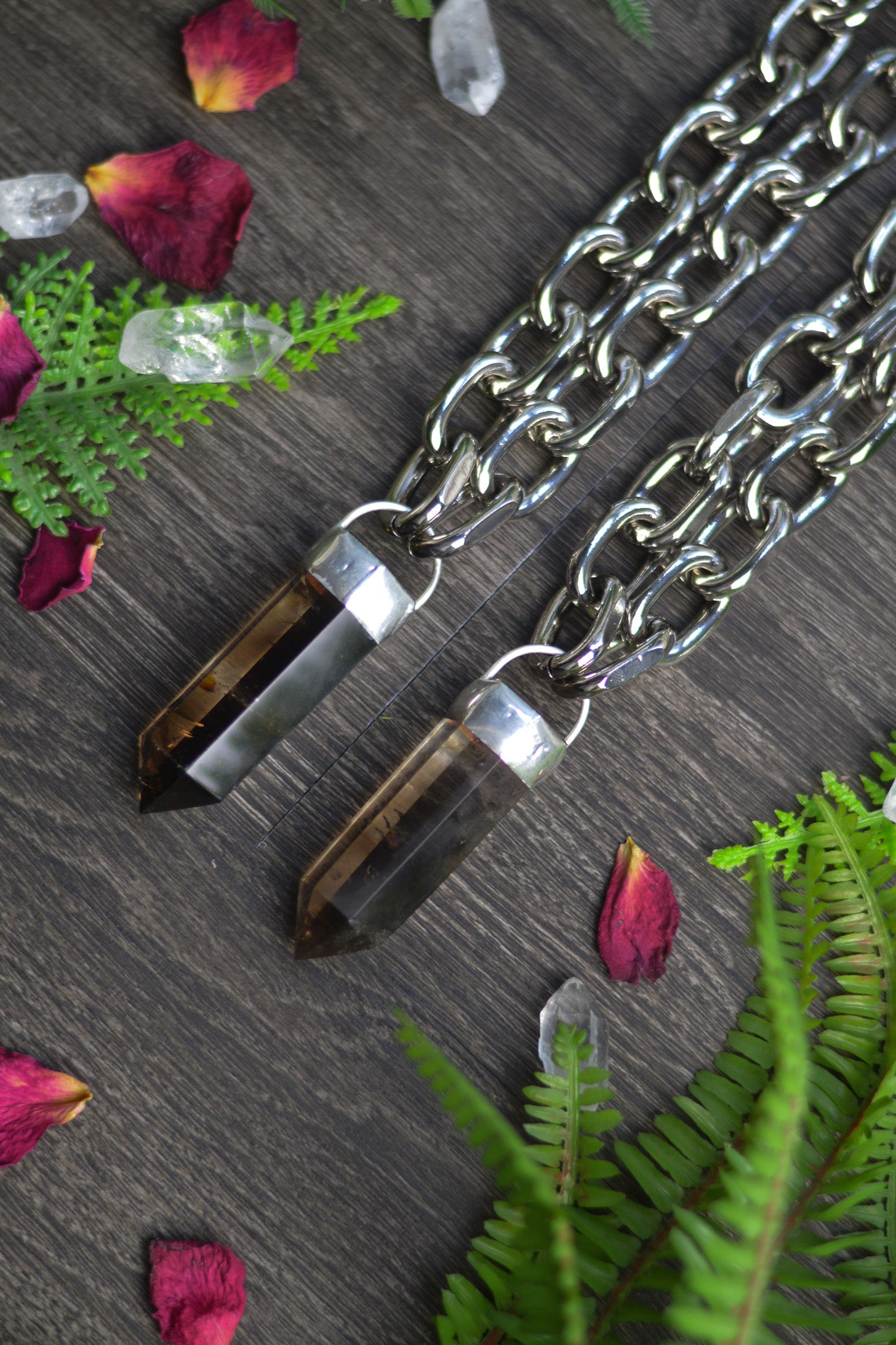 Smokey Quartz Chunky Chain Necklace