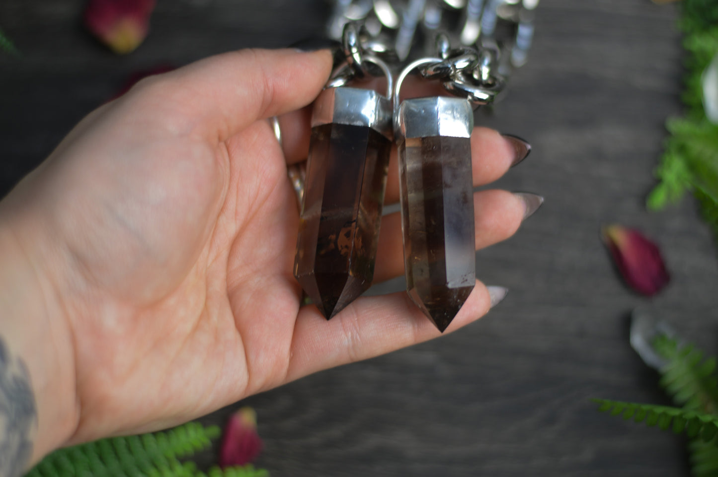Smokey Quartz Chunky Chain Necklace