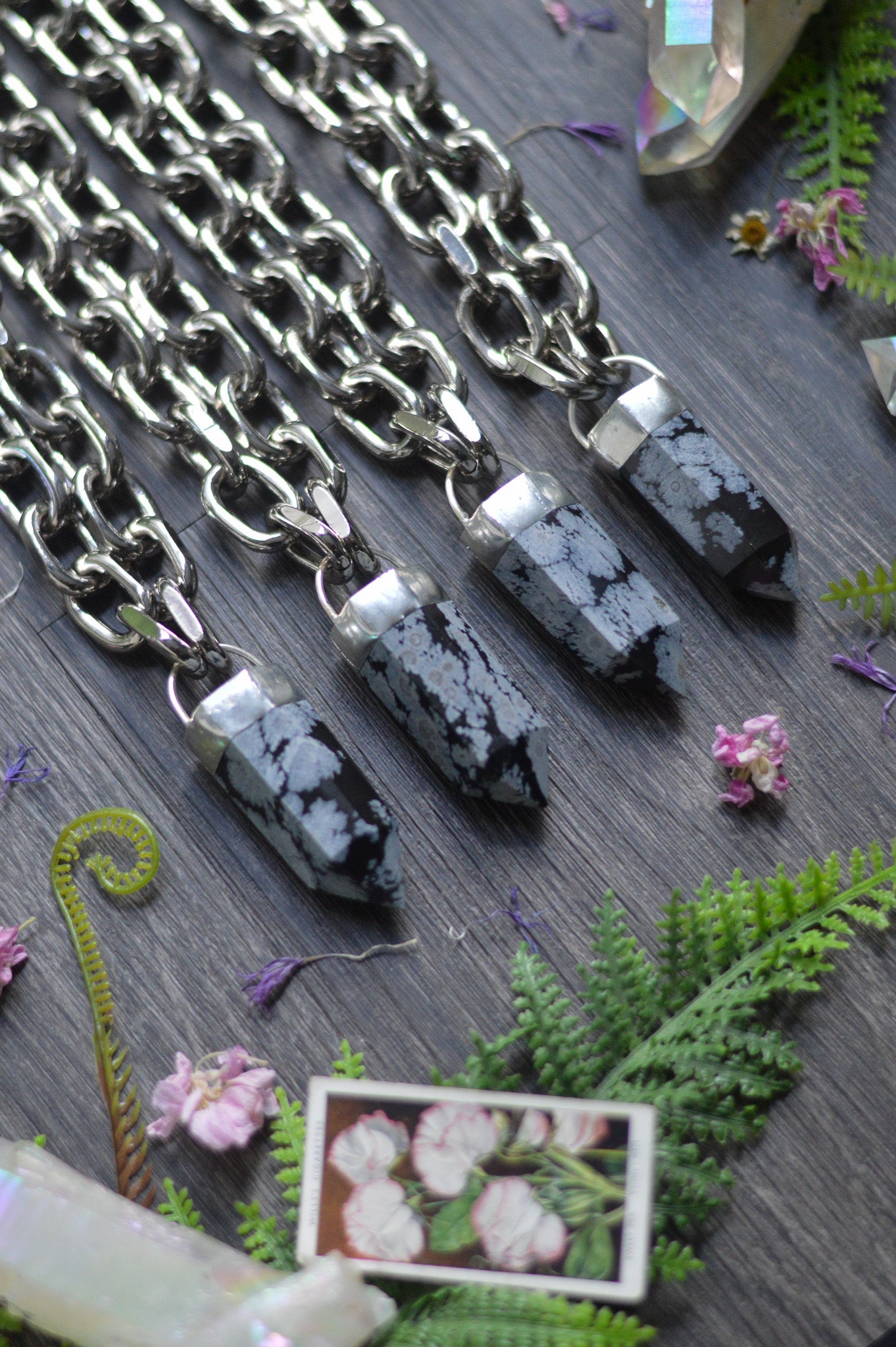 Snowflake Obsidian Chunky Chain Necklace