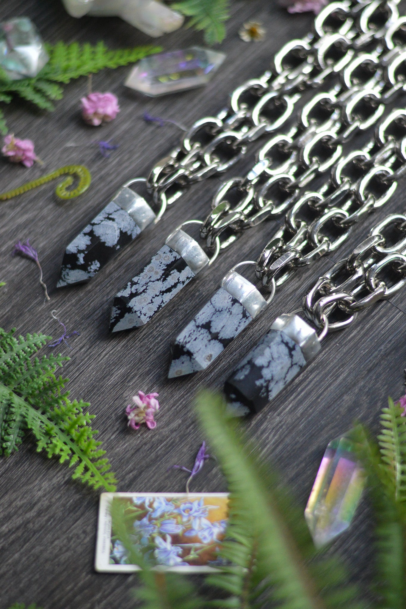 Snowflake Obsidian Chunky Chain Necklace