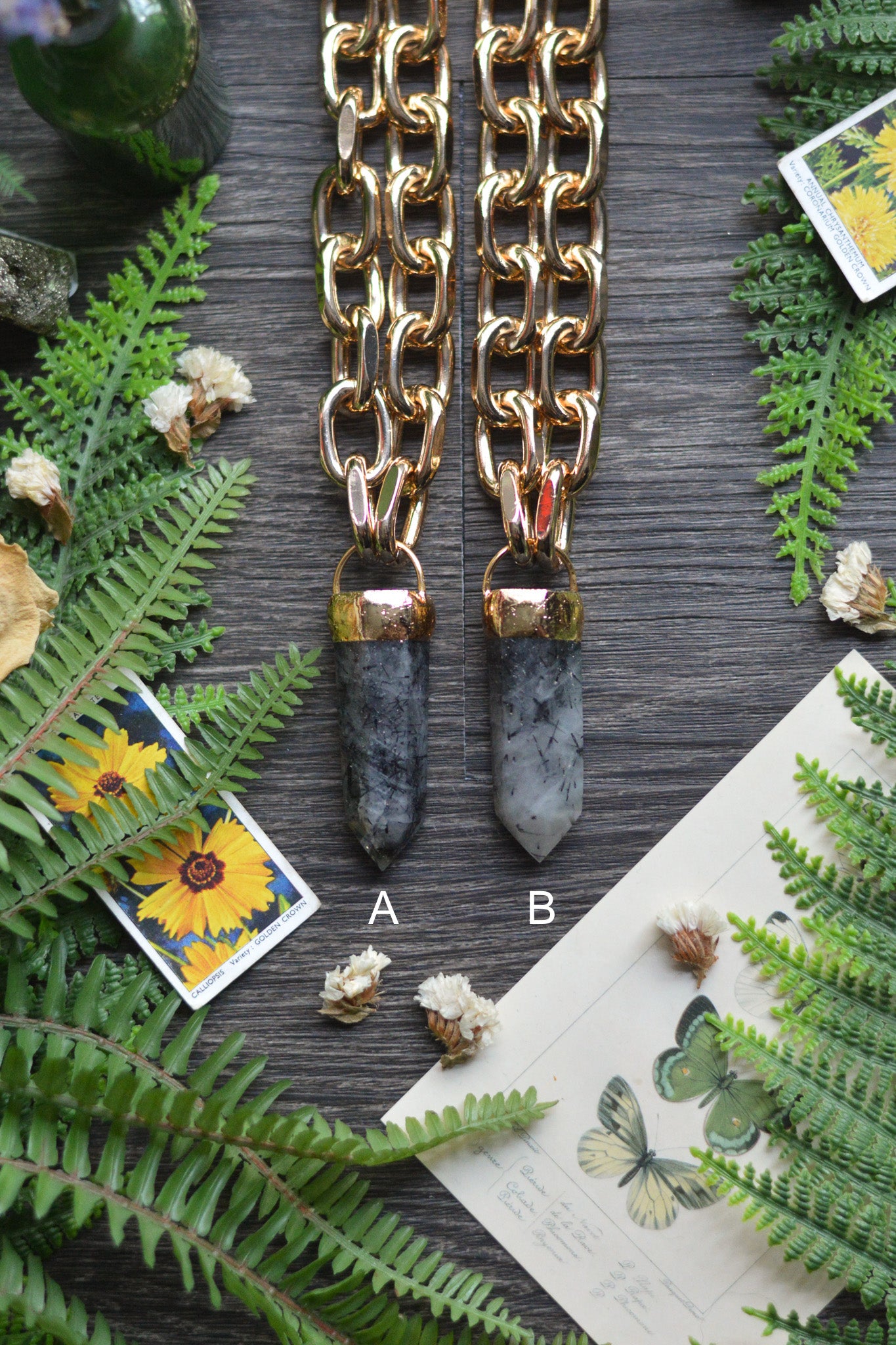 Tourmaline In Quartz Gold Tone Chunky Chain Necklace