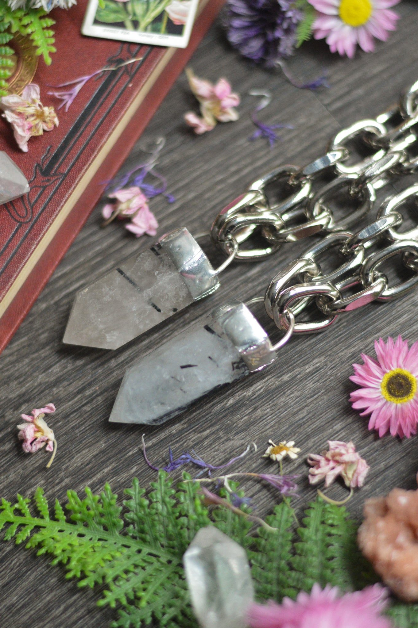 Tourmaline in Quartz Chunky Chain Necklace