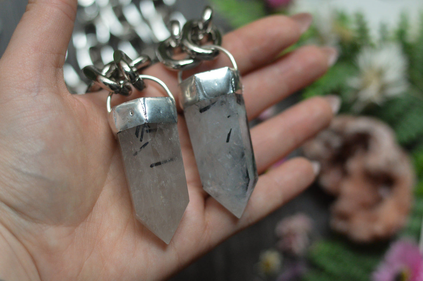 Tourmaline in Quartz Chunky Chain Necklace