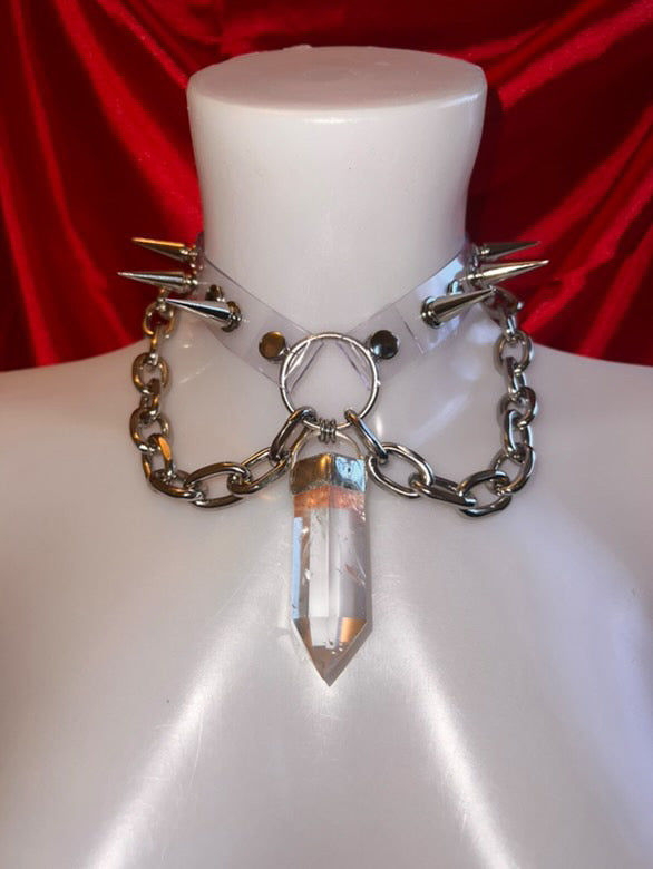 Quartz & Clear PVC Spiked Choker