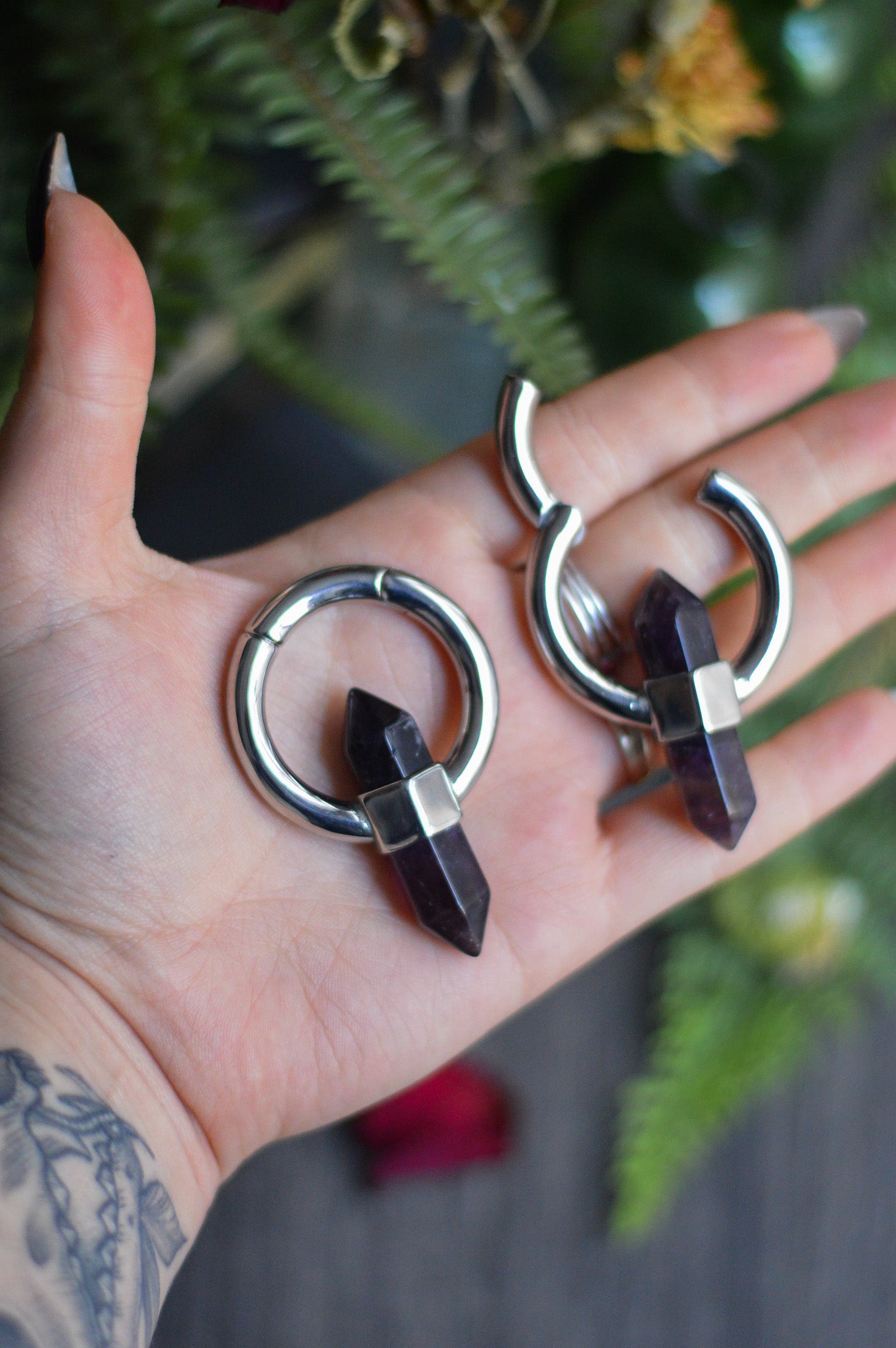 Amethyst Ear Weights - Smooth