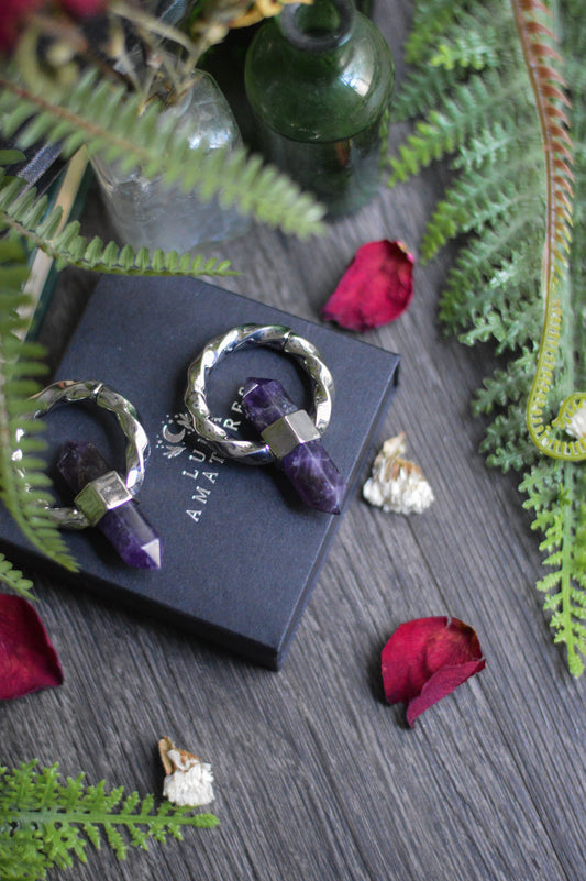 Amethyst Ear Weights - Twisted