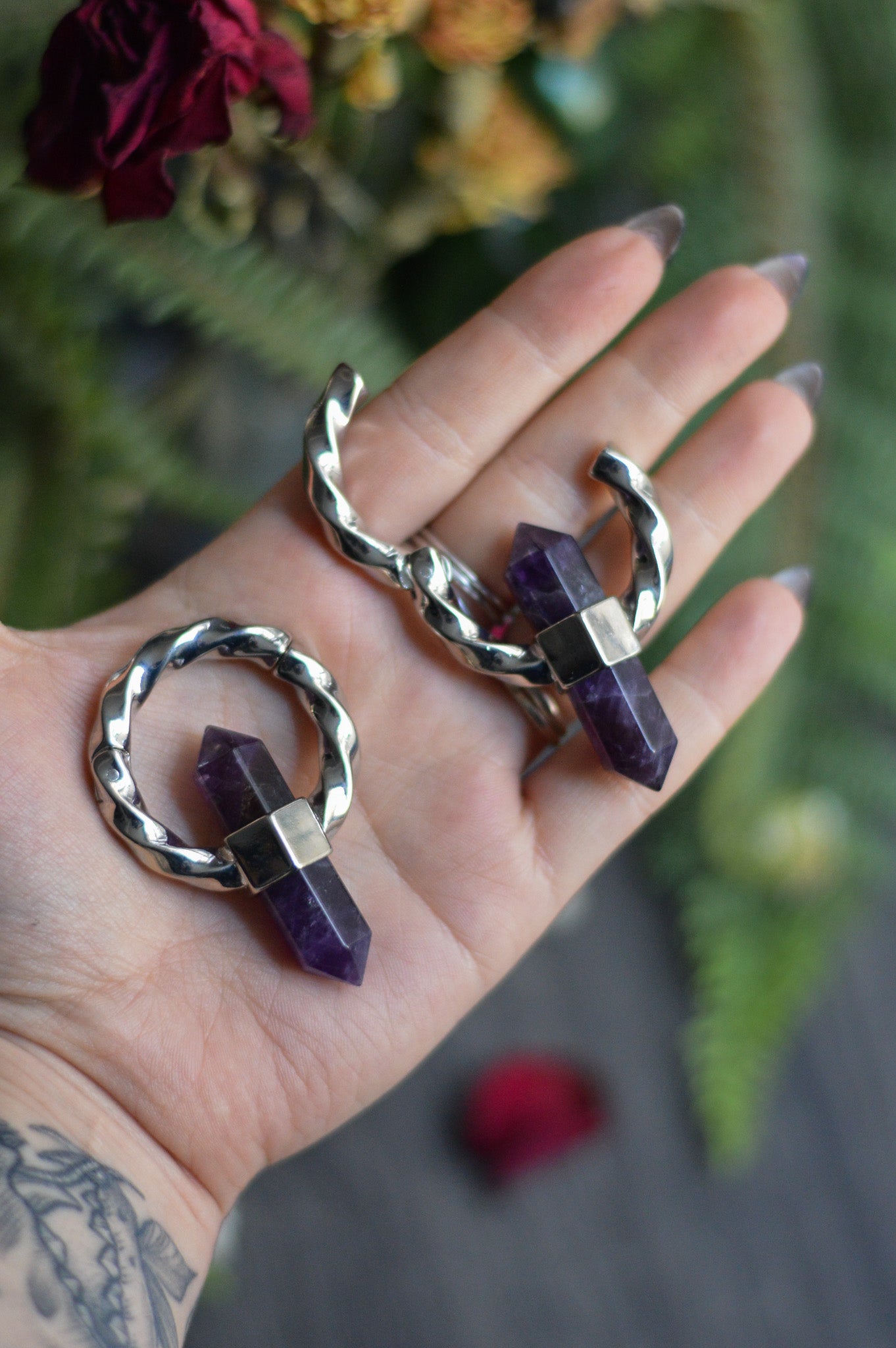 Amethyst Ear Weights - Twisted