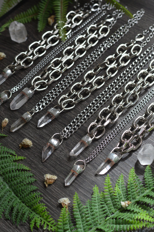 Rough Himalayan Lemurian Quartz Chunky Chain Necklace