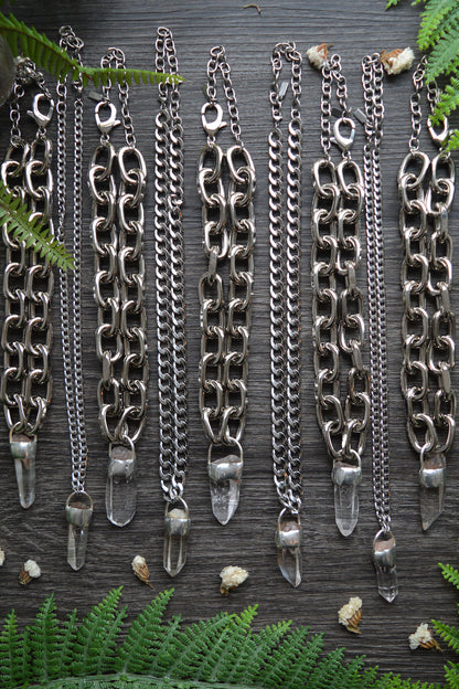 Rough Himalayan Lemurian Quartz Chunky Chain Necklace