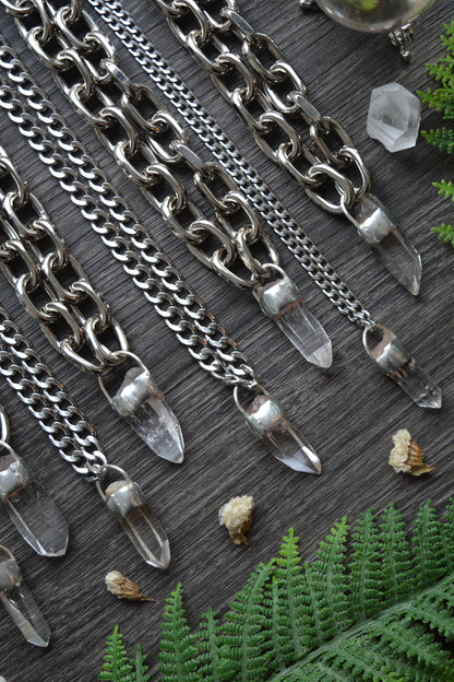 Rough Himalayan Lemurian Quartz Chunky Chain Necklace