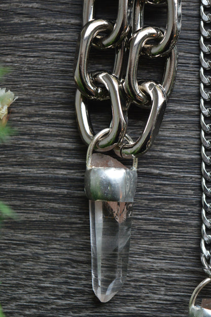 Rough Himalayan Lemurian Quartz Chunky Chain Necklace