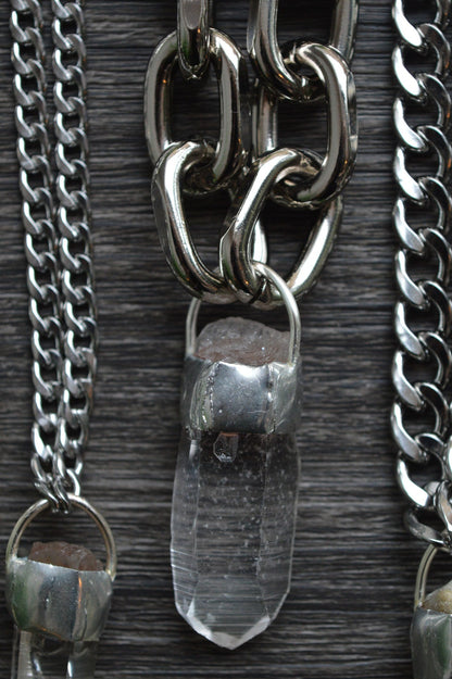 Rough Himalayan Lemurian Quartz Chunky Chain Necklace