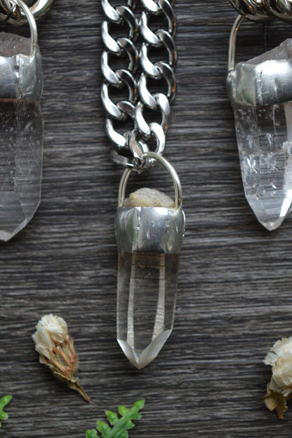 Rough Himalayan Lemurian Quartz Chunky Chain Necklace
