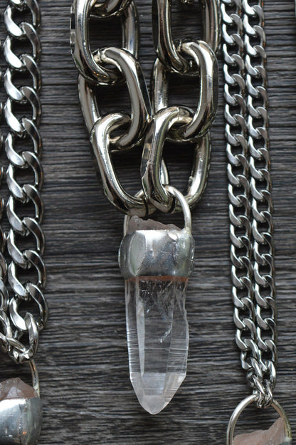 Rough Himalayan Lemurian Quartz Chunky Chain Necklace