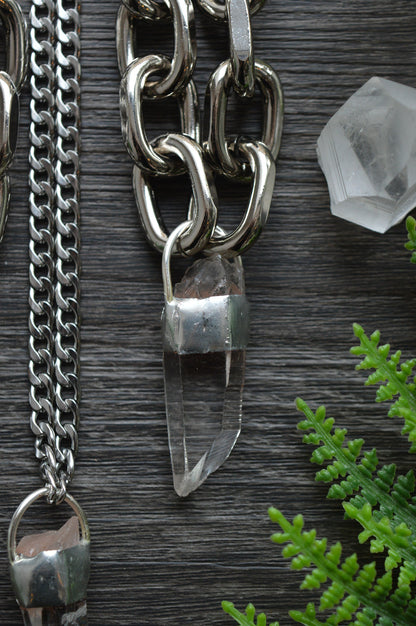 Rough Himalayan Lemurian Quartz Chunky Chain Necklace