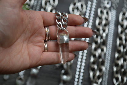 Rough Himalayan Lemurian Quartz Chunky Chain Necklace