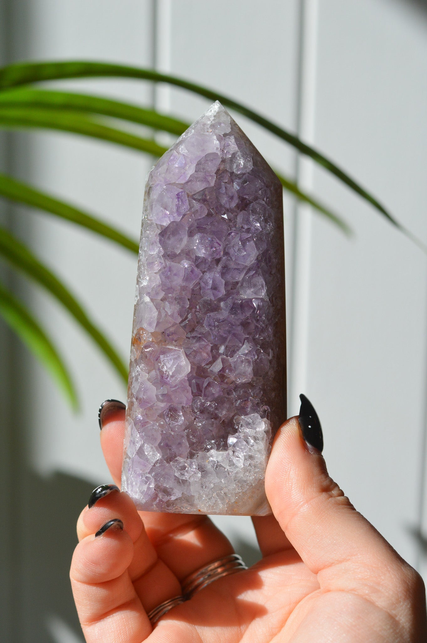 Part Polished Amethyst Cluster Tower