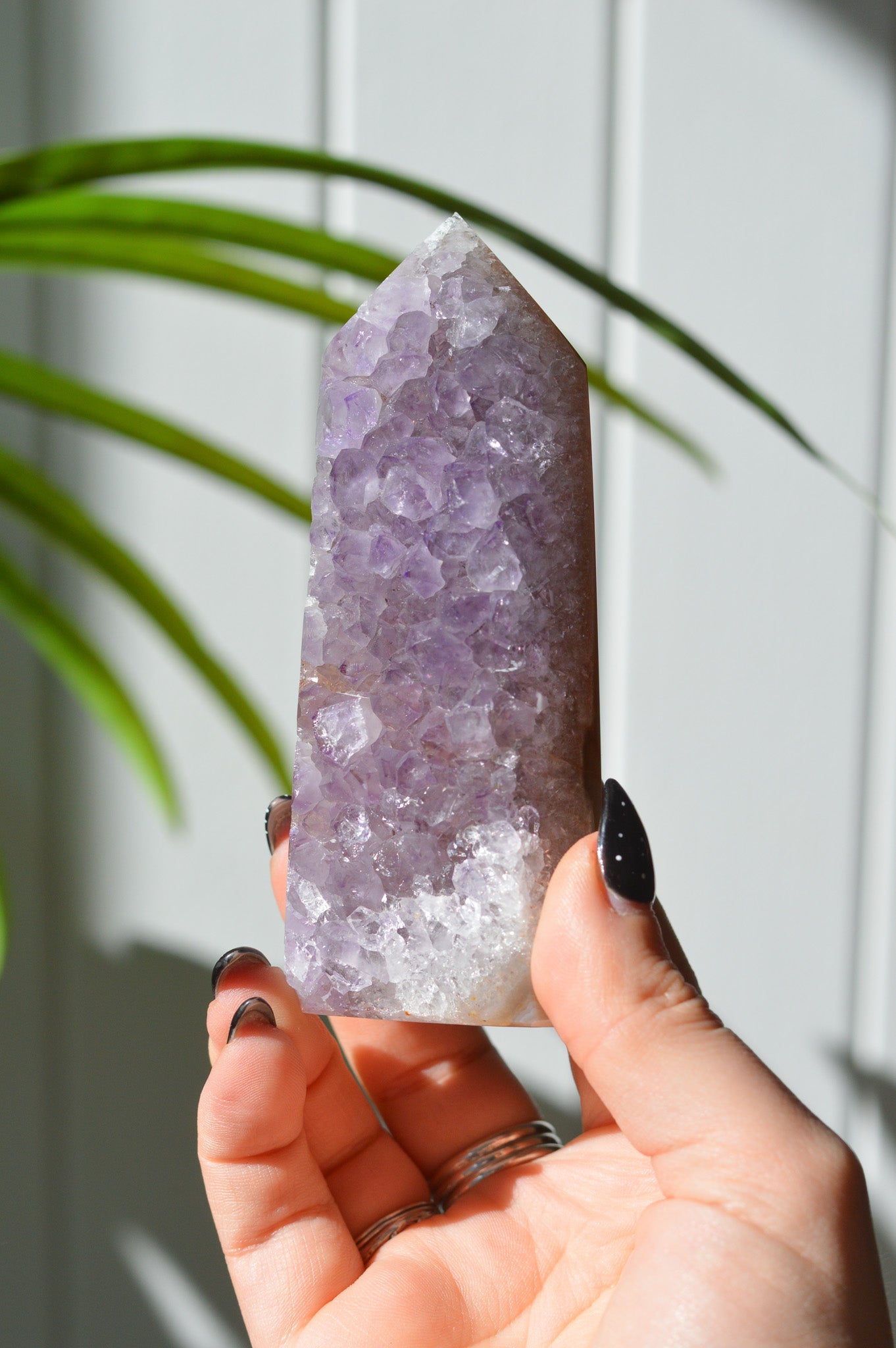 Part Polished Amethyst Cluster Tower