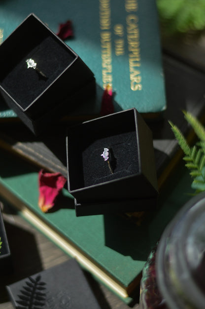 Black Tourmaline Bat Sterling Silver Ring