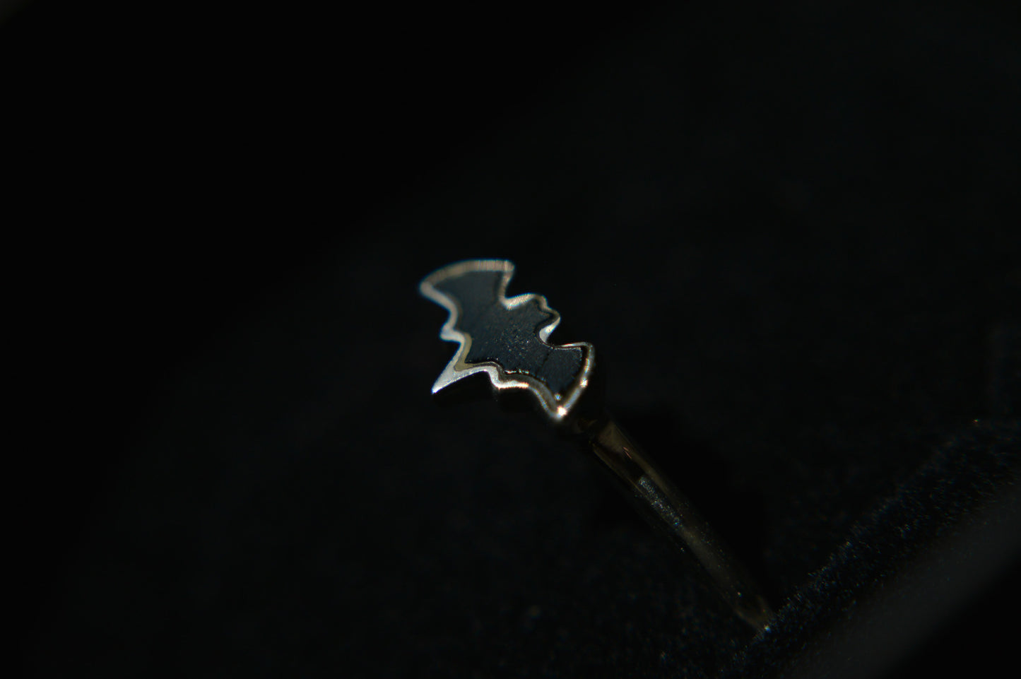 Black Tourmaline Bat Sterling Silver Ring