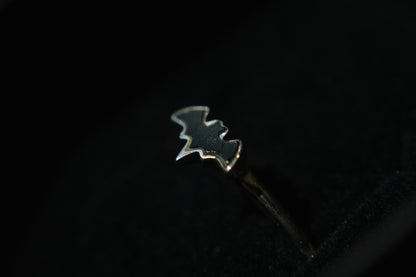 Black Tourmaline Bat Sterling Silver Ring
