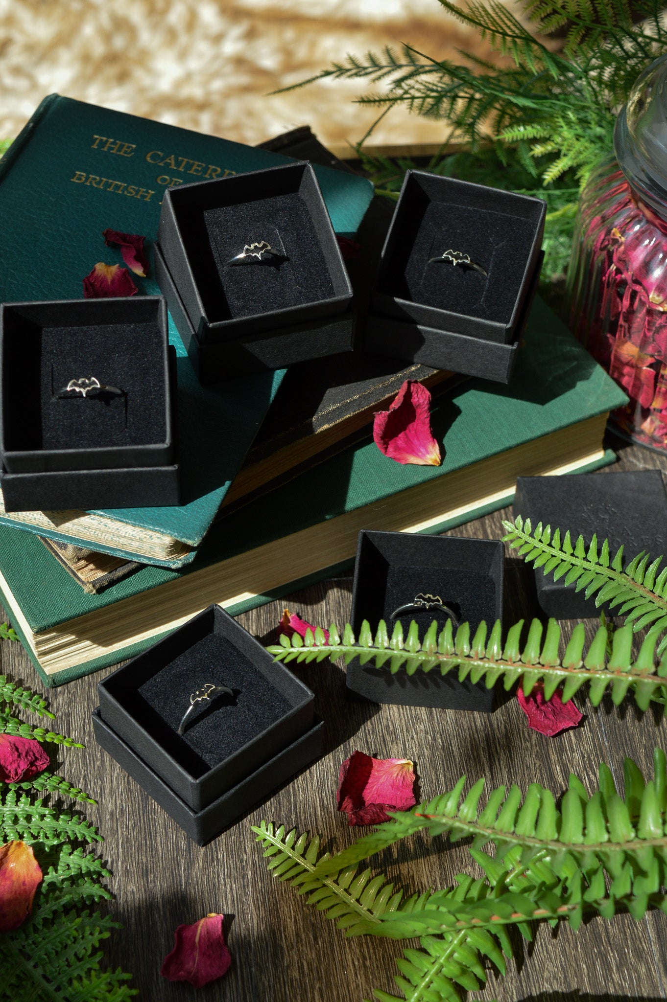 Black Tourmaline Bat Sterling Silver Ring