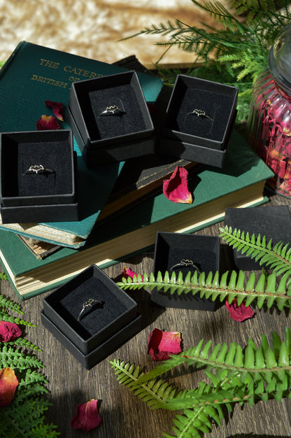Black Tourmaline Bat Sterling Silver Ring