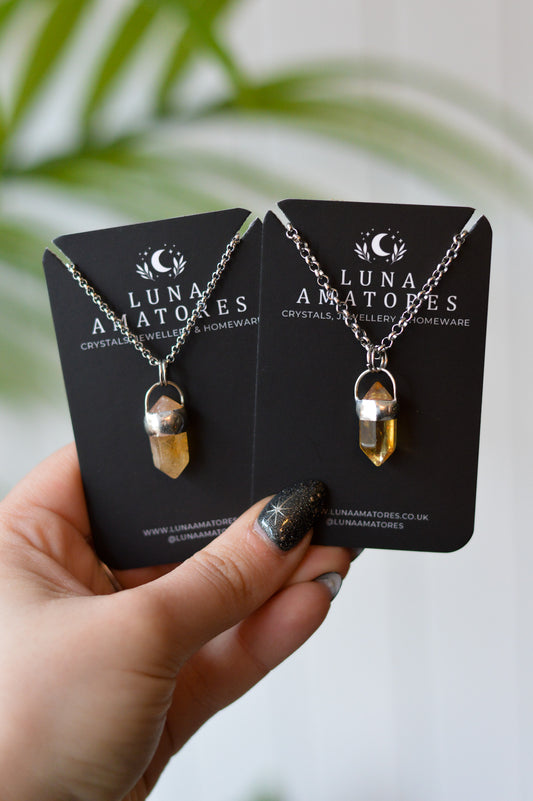 Mini Double Terminated Heated Citrine Necklace