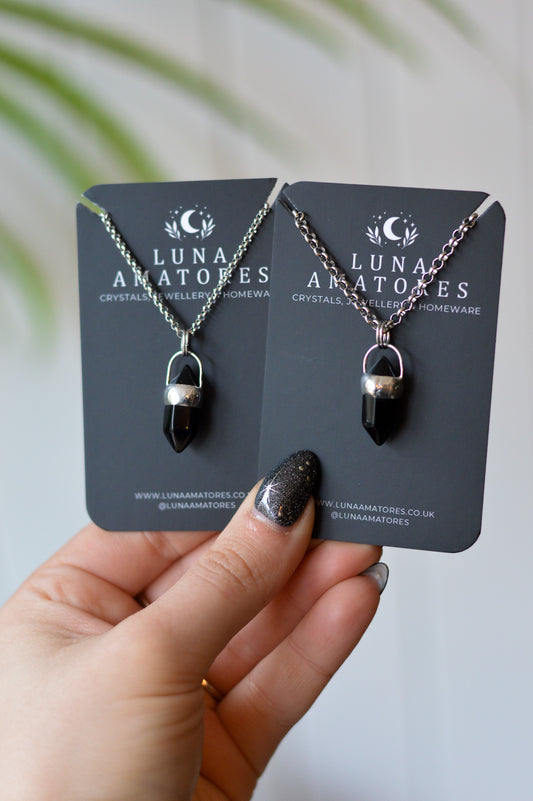 Mini Double Terminated Obsidian Necklace