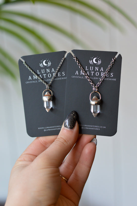 Mini Double Terminated Clear Quartz Necklace