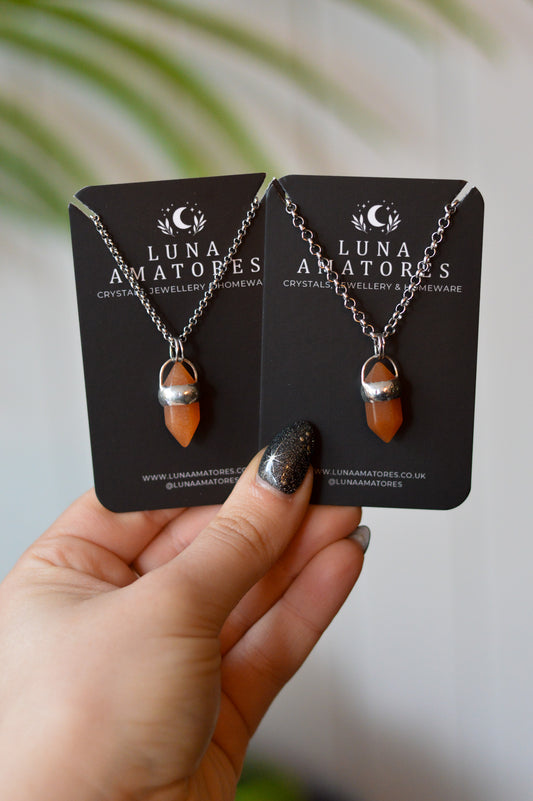 Mini Double Terminated Orange Aventurine Necklace