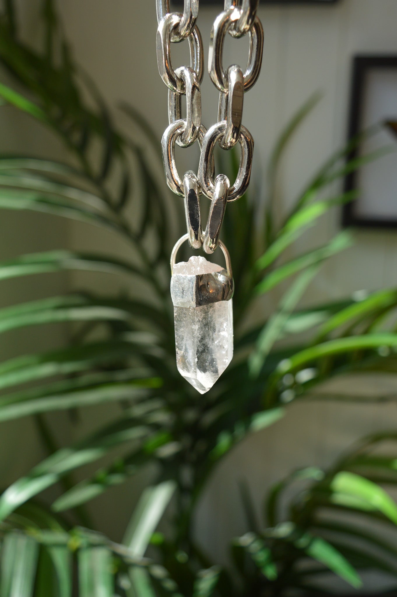 Rough Clear Quartz Chunky Chain Necklace #1