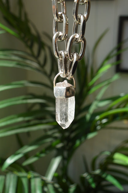 Rough Clear Quartz Chunky Chain Necklace #1