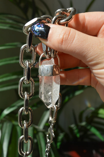 Rough Clear Quartz Chunky Chain Necklace #1