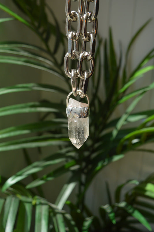 Rough Clear Quartz Chunky Chain Necklace #3