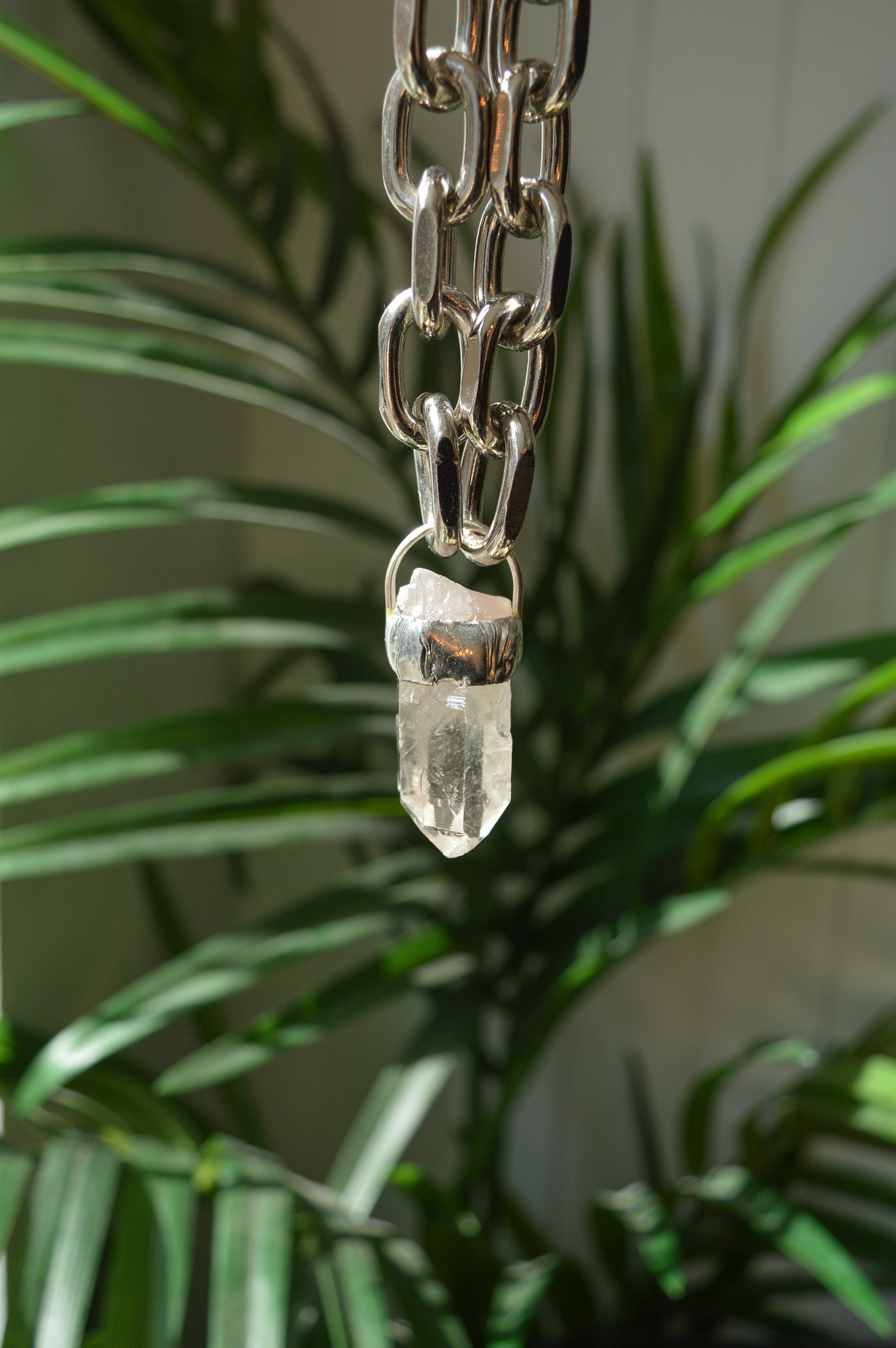 Rough Clear Quartz Chunky Chain Necklace #3