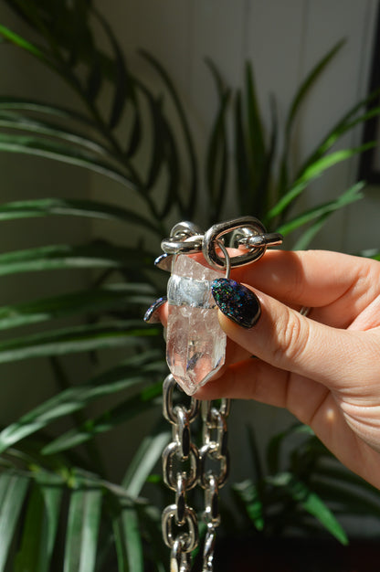 Rough Clear Quartz Chunky Chain Necklace #3