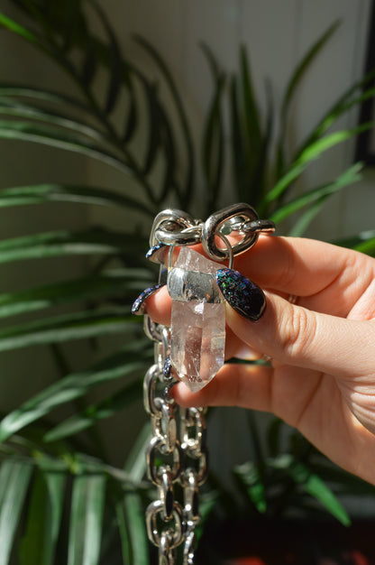 Rough Clear Quartz Chunky Chain Necklace #3