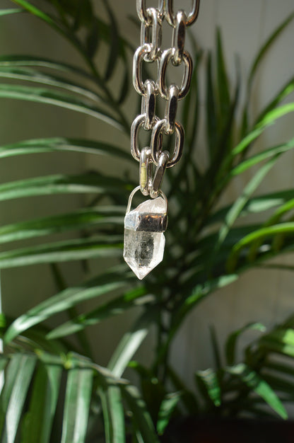 Rough Clear Quartz Chunky Chain Necklace #5